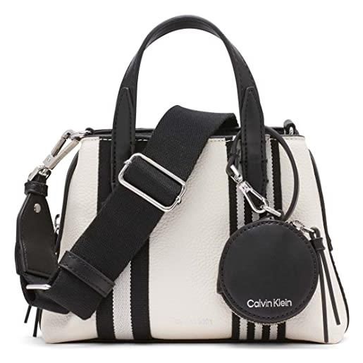 Calvin Klein millie tre, 2 in 1 triplo scomparto a tracolla mini satchel donna, cherubino bianco/nero, taglia unica