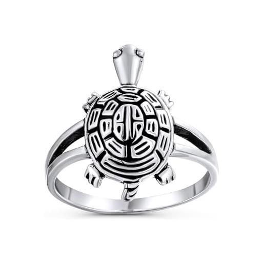 Bling Jewelry anello fascia con tartaruga marina per vacanza in barca a vela alle hawaii luna di miele argento sterling. 925 ossidato con doppio stelo diviso