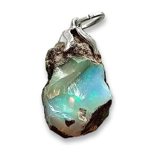 TENET crigema - ciondolo pendente collana minerali pietre dure semipreziose gioielli artigianali handmade (opale arlecchino grezzo)