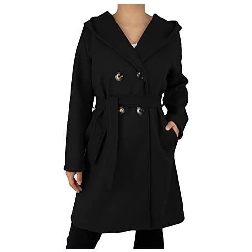 JOPHY & CO. cappotto doppiopetto donna invernale con tasche e bottoni (cod. 6557 & 6595) (nero/1 (cod. 6595), xl)