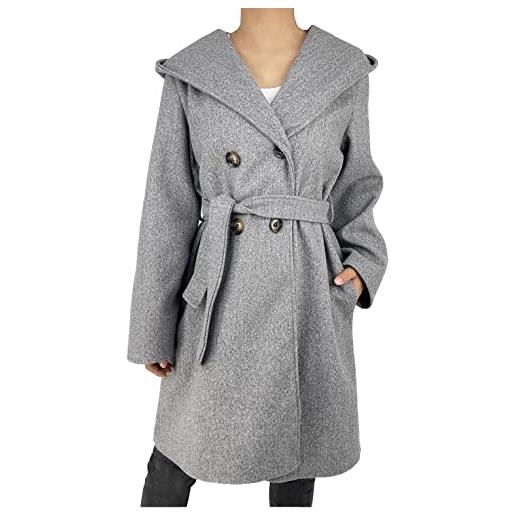 JOPHY & CO. cappotto doppiopetto donna invernale con tasche e bottoni (cod. 6557 & 6595) (grigio/1 (cod. 6595), 2xl)