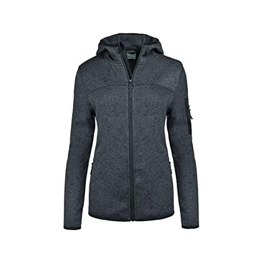 IZAS - giacca termica knitted per donna - giacca con chiusura e tasche con cerniera - felpa donna con cappuccio a rapida asciugatura - per attività outdoor - alder blu scuro - xl