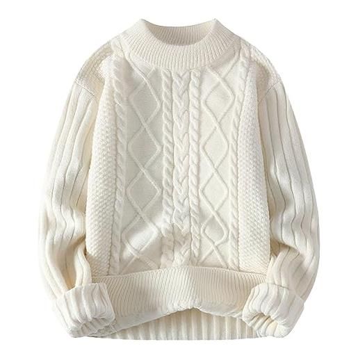 Générique 2024 ai - maglione girocollo semplice alla moda casual da uomo maglione pescatore uomo, bianco, xl