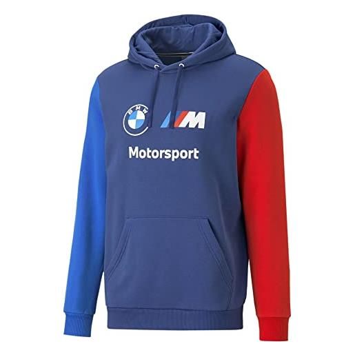 PUMA bmw m motorsport essentials felpa con cappuccio in pile, pro blue-m colore 23, s uomo