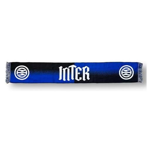 Inter sciarpa jacquard logo gothic limited edition, acrilico, unisex adulto, nero/blu/bianco, taglia unica