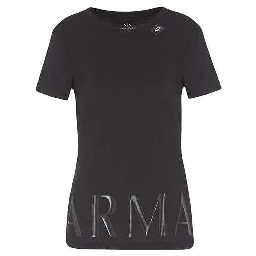 Armani Exchange t-shirt con logo shiney armani in jersey di cotone, nero, xxl donna