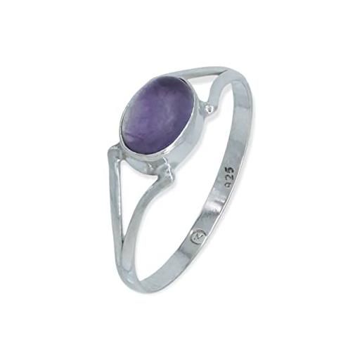 mantraroma anello argento 925 con pietre preziose ametista pietra viola argento sterling da donna in vero argento (mrg-207-01-(50))