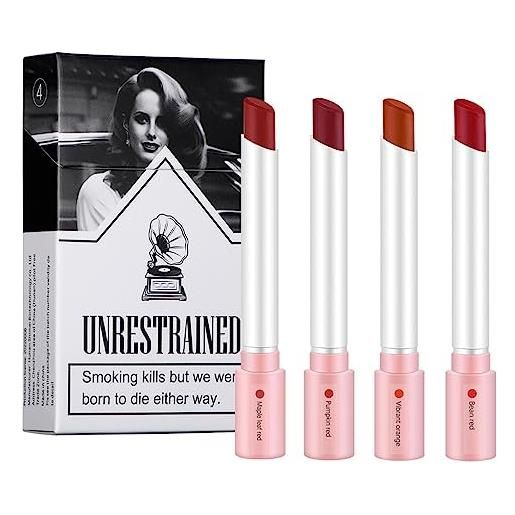 Cerdapt lipstick cigarettes set rossetto - 4 pezzi rossetto opaco a lunga tenuta - rossetto opaco a lunga durata - rossetti in velluto opaco - s-moke case design colore rosso rossetto