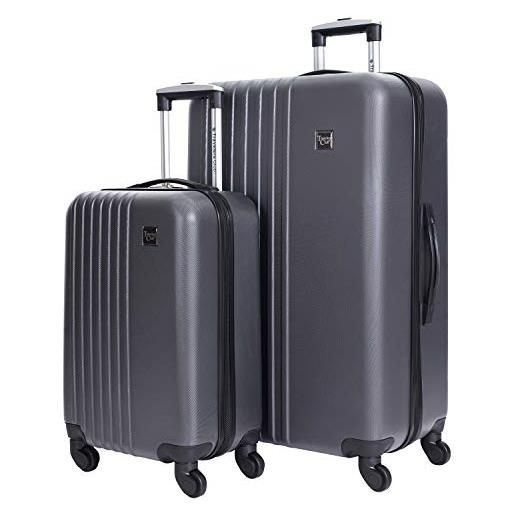 Travelers Club set di valigie cosmo da 20 o 2 pezzi, grigio antracite, 2-piece set (20/28), cosmo hardside spinner bagaglio