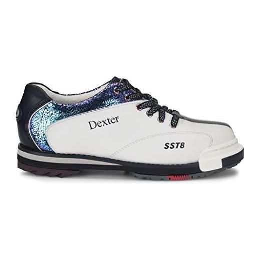 Dexter sst 8 pro white black, scarpe da bowling donna, bianco crackle nero, 6,5 uk