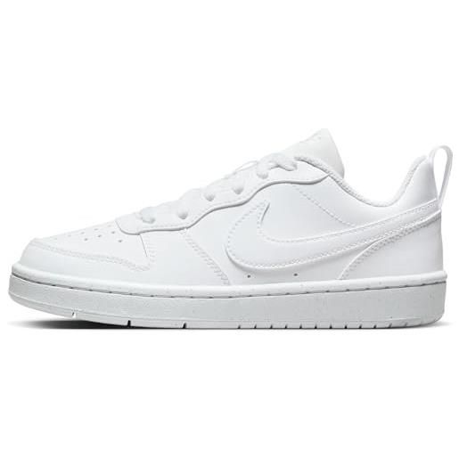 Nike court borough low recraft gs, scarpe con lacci, white/white/white, 35.5 eu
