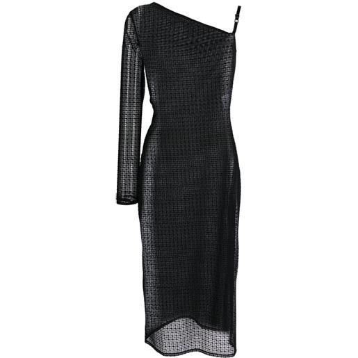 Courrèges abito midi asimmetrico semi trasparente - nero