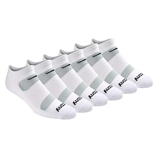 Saucony multi-pack mesh ventilating comfort fit performance no-show calzini calze running, bianco (6 paia), l (pacco da 6) uomo