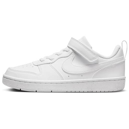 Nike court borough low recraft ps, scarpe con lacci unisex-bambini, white/white/white, 27.5 eu
