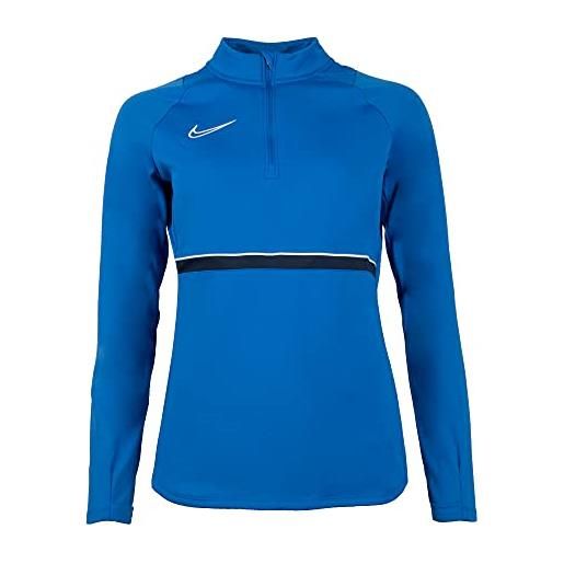 Nike academy 21 drill top - felpa da donna, donna, cv2653-463, blu/bianco/ossidiana/bianco, l
