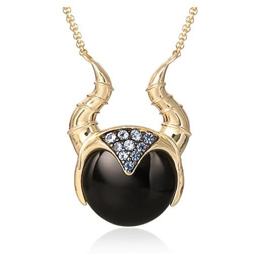 Disney villains maleficent yellow gold plated sterling silver cubic zirconia and black onyx necklace, official license