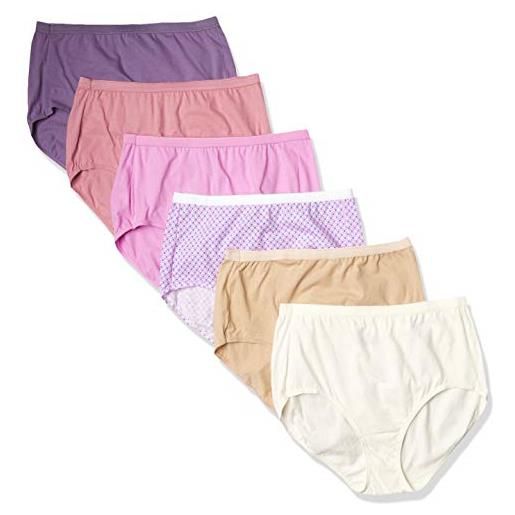 Just My Size jms women's cool comfort cotton high brief 6-pack mutande da uomo, assortiti, 5xl donna