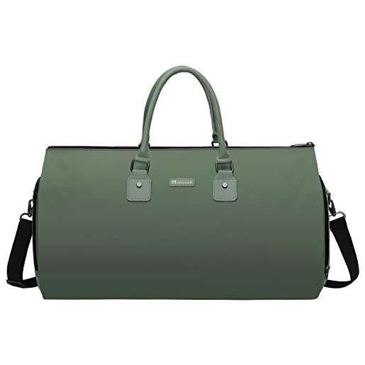 Modoker borse convertibili per indumenti da viaggio, borsa da viaggio per donne e uomini - 2 in 1 da appendere valigia da viaggio, verde