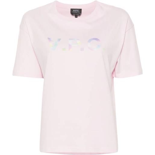 A.P.C. t-shirt rosa in cotone organico con logo vpc multicolore