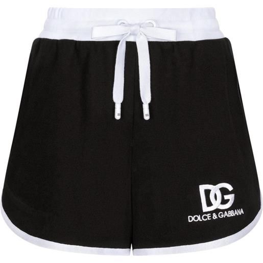 DOLCE & GABBANA shorts in jersey di cotone con ricamo logo dg