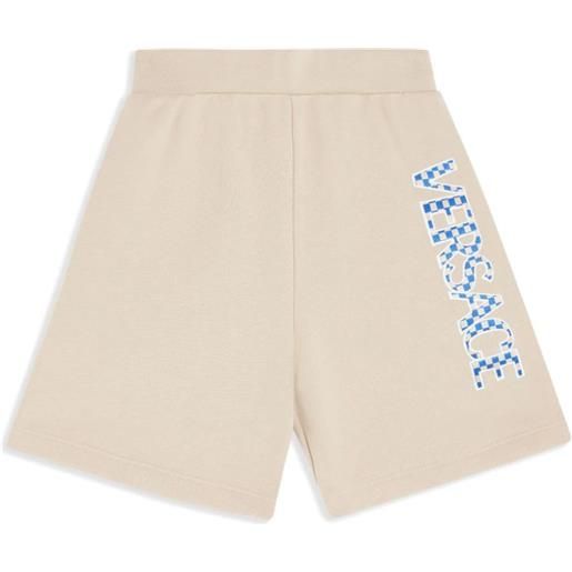 VERSACE KIDS shorts in felpa con logo damier