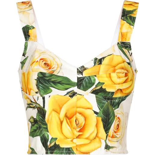 DOLCE & GABBANA top bustier con stampa rose gialle