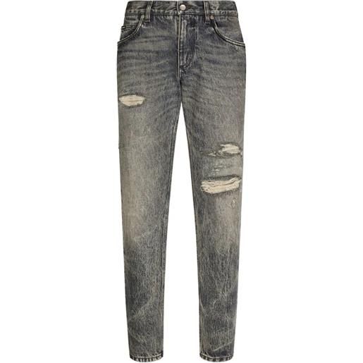 DOLCE & GABBANA jeans slim con effetto vissuto