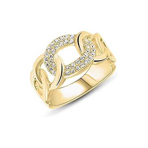 Anellissimo anello catena donna argento 925 placcato oro 18 carati con zirconi - 20