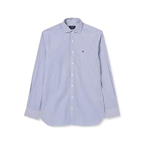 Hackett London essenziale bengala str camicia, bianco/blu, s uomo