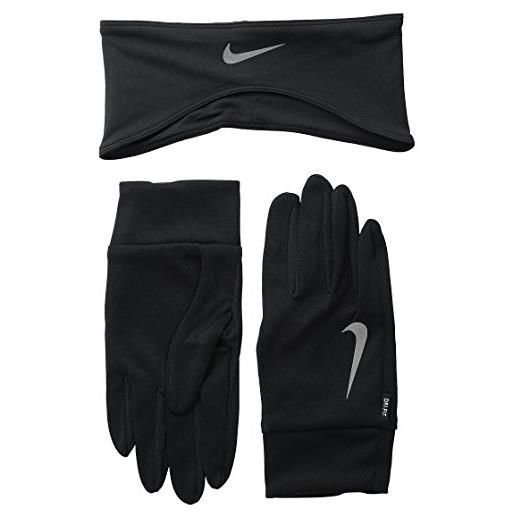 Nike dri-fit men' s running head band/glove set fascia/guanti, uomo, dri-fit men's running headband/glove set, nero, l