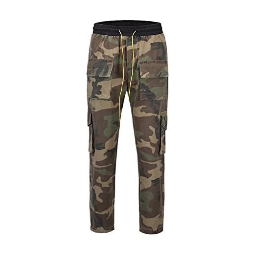 Rideneey pantaloni cargo mimetizzati hip hop bottoni vintage maschili da uomo pantaloni militari da uomo army green xl
