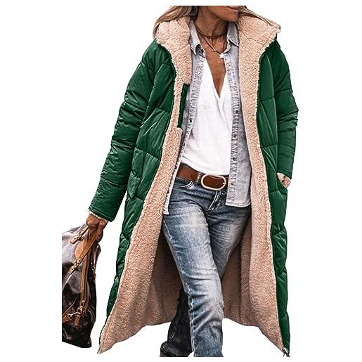 DAMGA abbigliamento moda invernale 2023 da donna cappotto lungo in pile di shearling oversize giacche cardigan a maniche lunghe (color: green, size: small)