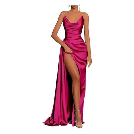KURFACE abito da sposa abito da sposa sirena spalla fredda senza spalline senza maniche lungo prom dress per le donne wsx419, rosa acceso, 34