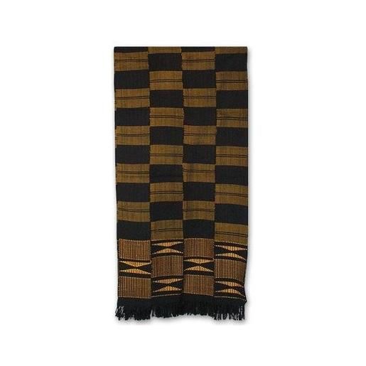 NOVICA donna e black kente cotone patterned scarf 'takpekpe le anloga, ' taglia unica giallo, nero