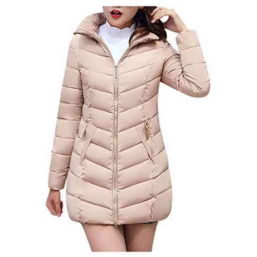 Lulupi piumino con cappuccio donna con pelliccia invernale cappotto imbottito con zip e tasche caldo leggero giacca elegante vintage parka giubbino coat casual