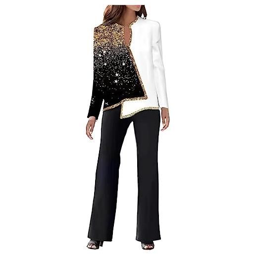 MJGkhiy tailleur donna eleganti taglie forti set completo tuta donna pantaloni e giacca da cerimonia maniche lunghe ufficio e tailleur outfits con tasche completi di pantaloni da cerimonia