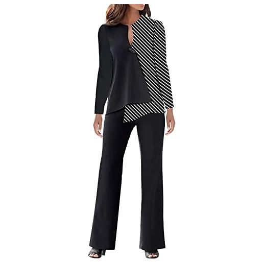 MJGkhiy tailleur donna eleganti taglie forti set completo tuta donna pantaloni e giacca da cerimonia maniche lunghe ufficio e tailleur outfits con tasche completi di pantaloni da cerimonia