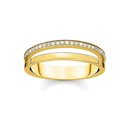 Thomas sabo tr2316-414-14 - anello da donna a doppia fila, in oro giallo 750, placcato oro giallo 925, 60 cm, argento sterling, zirconia cubica