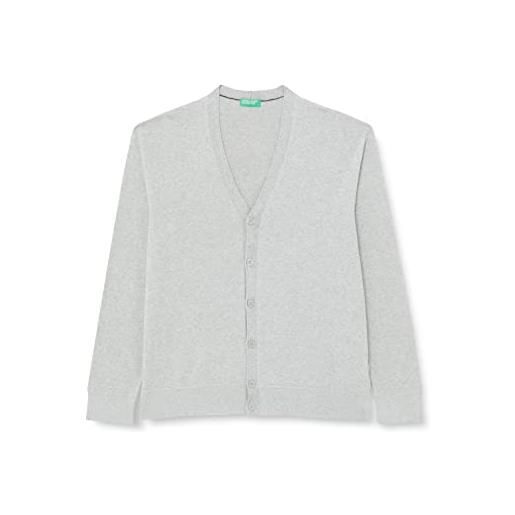 United Colors of Benetton maglione cardigan 102cu600a uomo, grigio chiaro melange 501, xl