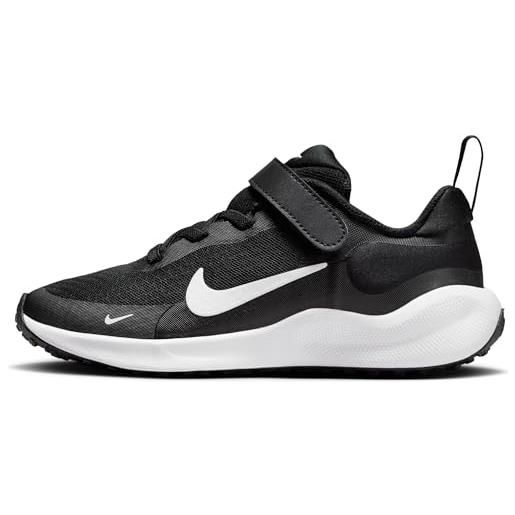 Nike revolution 7 psv, scarpe con lacci unisex-bambini, black/white/white, 28.5 eu