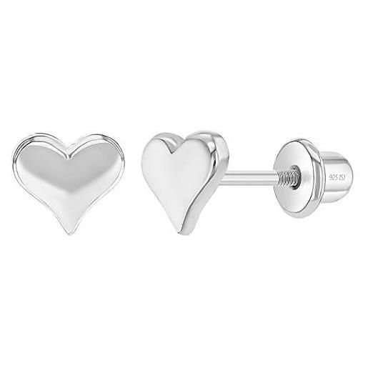 In Season Jewelry orecchini a forma di cuore, in argento sterling 925, 5 mm, con chiusura a vite, per neonati e bambini, ipoallergenici, a forma di cuore, argento sterling, zirconia cubica