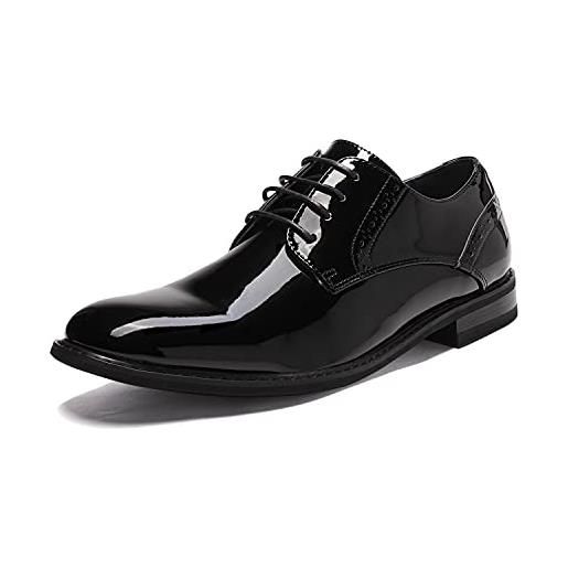 Bruno Marc scarpe eleganti uomo in pelle stringate derby basse vintage elegante classiche oxford, size 41.5, nero/pat, prince-16