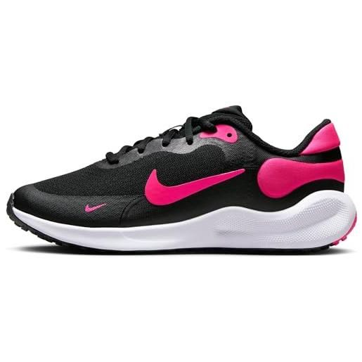 Nike revolution 7 gs, scarpe con lacci, black/hyper pink/whi, 37.5 eu