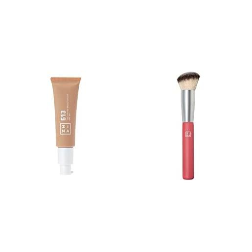 3ina makeup - vegan - the tinted moisturizer spf30 613 + the all in one brush - bb creme copertura leggera - brush for liquid, cream or powder makeup