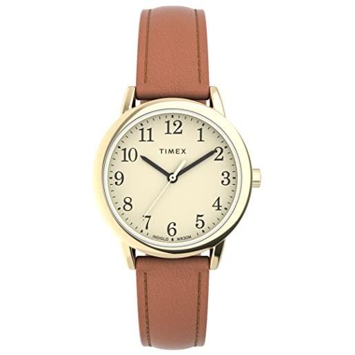 Timex easy reader, orologio da donna con cinturino in pelle da 30 mm, tw2v69200