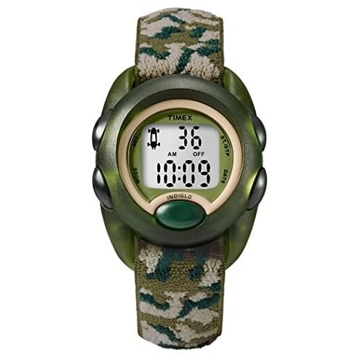 Timex kids 34mm, orologio cassa verde con quadrante digitale e cinturino in tessuto elastico, verde, t71912