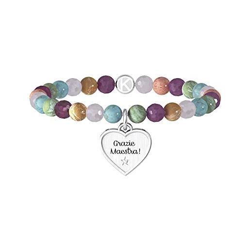 KIDULT - bracciale pietre multicolor acciaio 316l | love