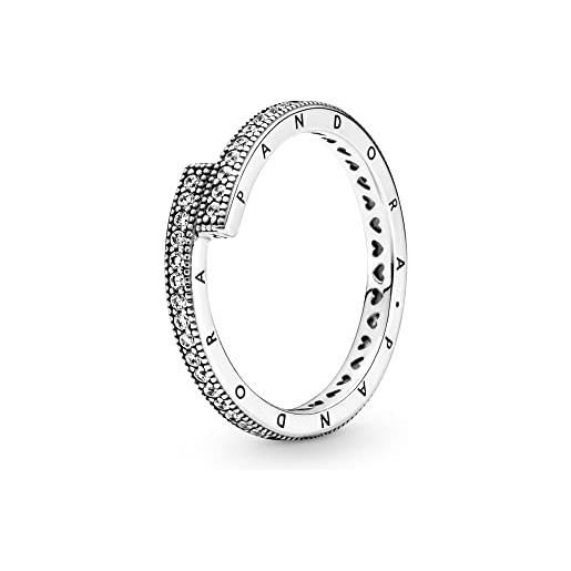 Pandora signature anello brillante in argento sterling sovrapposto con zirconia cubica trasparente, 60