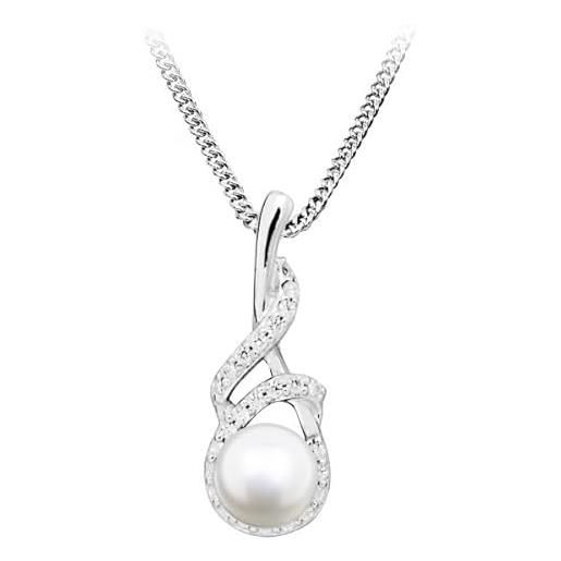 Silver Cat collana gentle necklace with pearl and zircons sc413 ssc0395 marca, estándar, metallo, nessuna pietra preziosa