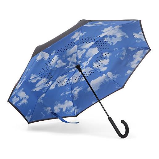 totes l'ombrello in. Brella reverse close, nuvole, taglia unica, inbrella reverse auto chiudere ombrello con j hook, wind & rainproof